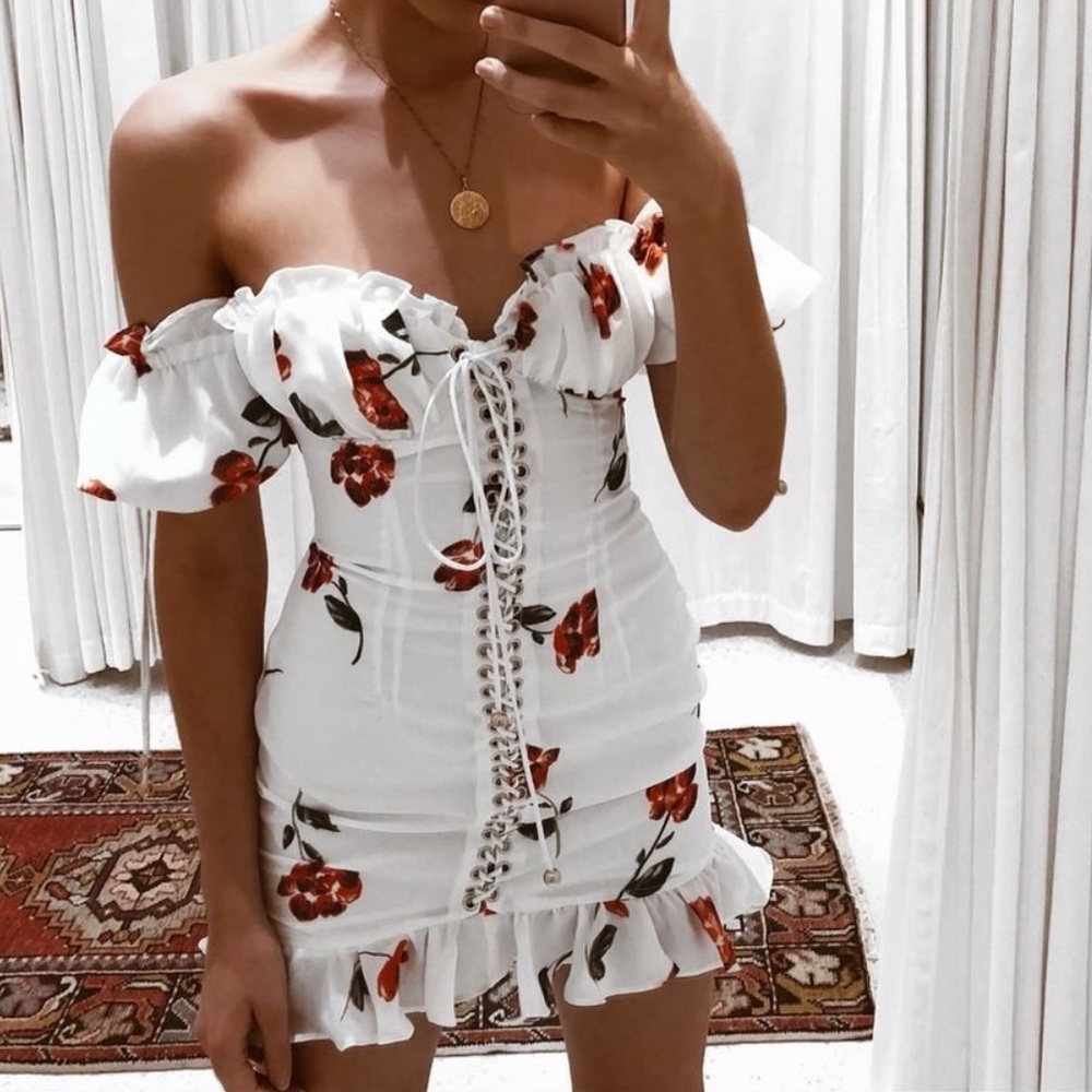 NEW! RARE! Sabo Skirt Luxe rose corset mini dress